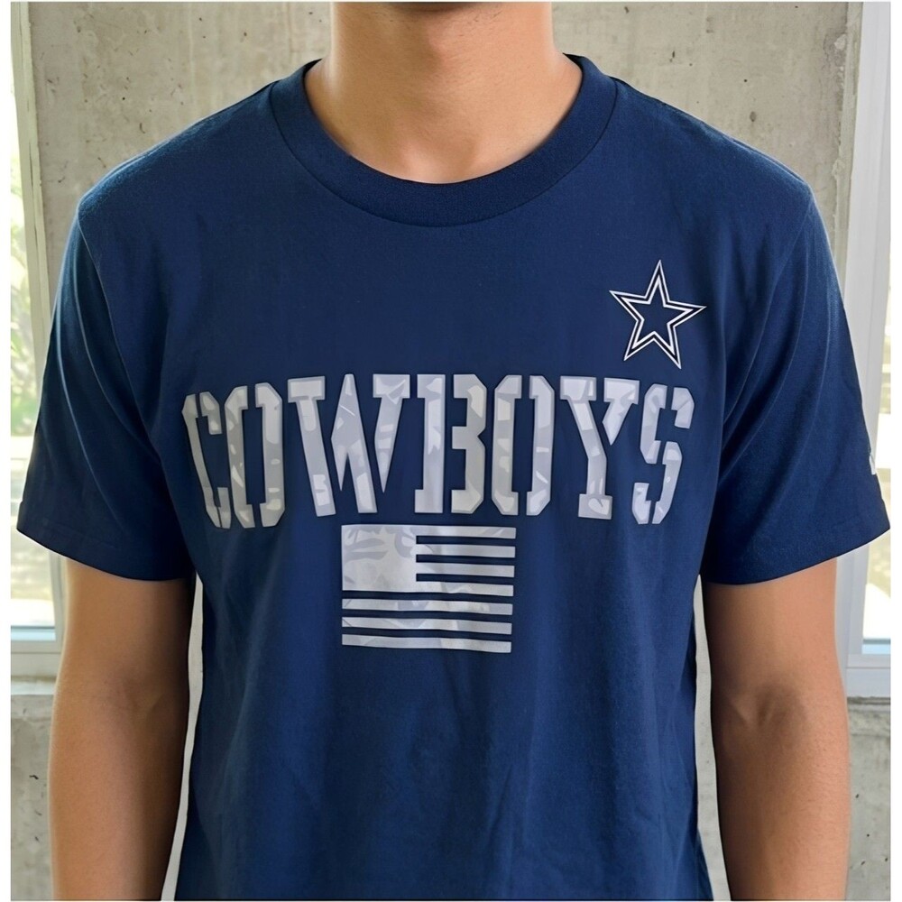 Dallas Cowboys Authentic T-Shirt Mens Small Navy Blue Flag Graphic NFL Football